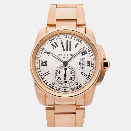 Cartier Silver 18k Rose Gold Calibre de Cartire W7100018 Automatic Men's Wristwatch 42 mm - Cartier - Modalova