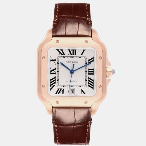 Cartier Santos Large Rose Gold Grey Strap Mens Watch WGSA0019 47.5 mm x 38 mm - Cartier - Modalova