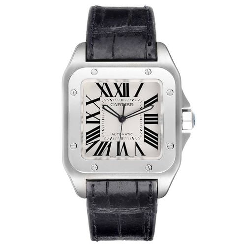 Cartier Santos 100 Silver Dial Steel Men's Watch 41.3 mm - Cartier - Modalova