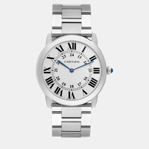 Cartier Silver Stainless Steel Ronde Solo W6701005 Quartz Men's Wristwatch 36 mm - Cartier - Modalova