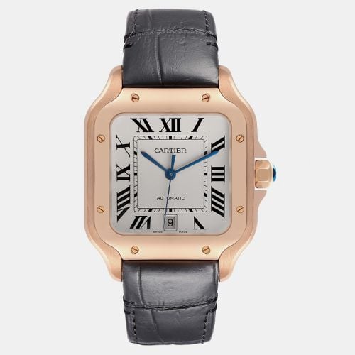 Cartier Santos 100 XL Rose Gold Silver Dial Men's Watch WGSA0011 39.8 mm - Cartier - Modalova