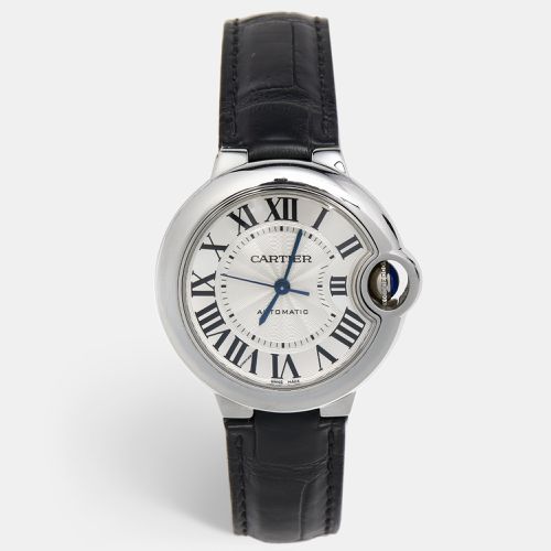 Cartier Silver Stainless Steel Alligator Leather Ballon Bleu 3489 Women's Wristwatch 33 mm - Cartier - Modalova