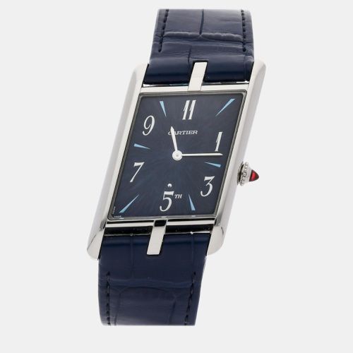 Cartier Blue Platinum Tank Asymetrique WGTA0120 Manual Winding Men's Wristwatch 26 mm - Cartier - Modalova