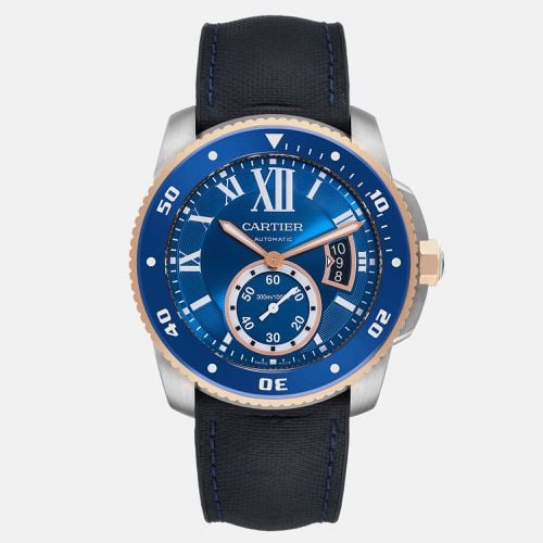 Cartier Calibre Diver Steel Rose Gold Blue Dial Men's Watch W2CA0008 42 mm - Cartier - Modalova