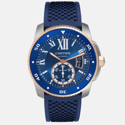 Cartier Calibre Diver Steel Rose Gold Blue Dial Watch W2CA0009 42 mm - Cartier - Modalova