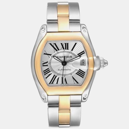 Cartier Roadster Steel Yellow Gold Silver Dial Men's Watch 38 mm - Cartier - Modalova