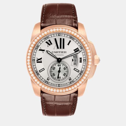 Cartier Calibre Silver Dial Rose Gold Diamond Men's Watch 42.0 mm - Cartier - Modalova