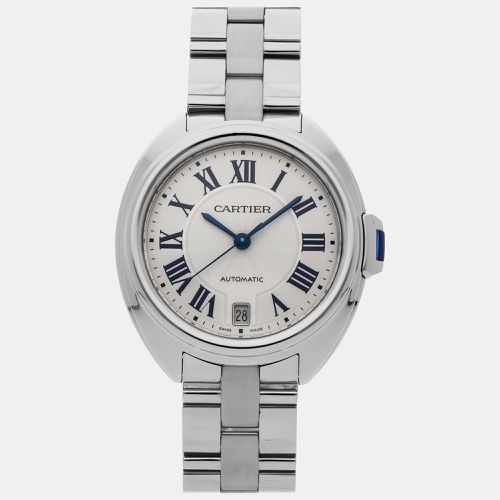 Cartier Silver Stainless Steel Cle de Cartier Automatic Men's Wristwatch 35 mm - Cartier - Modalova