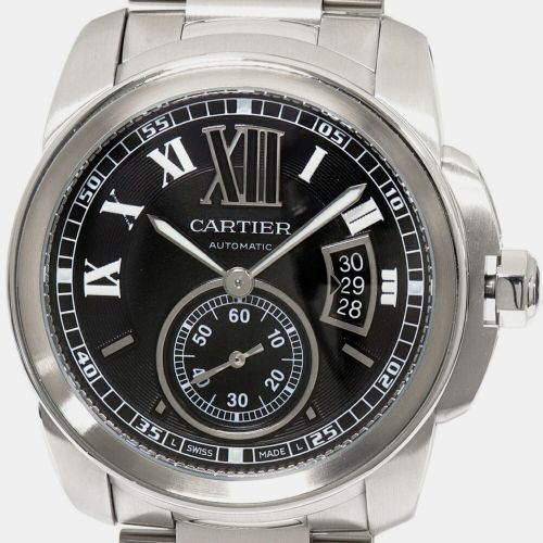 Cartier Black Stainless Steel Calibre de Cartier W7100016 Automatic Men's Wristwatch 45 mm - Cartier - Modalova