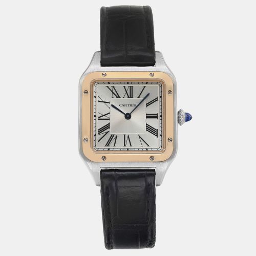 Cartier Silver 18k Rose Gold Stainless Steel Santos Dumont W2SA0011 Quartz Men's Wristwatch 43 mm - Cartier - Modalova