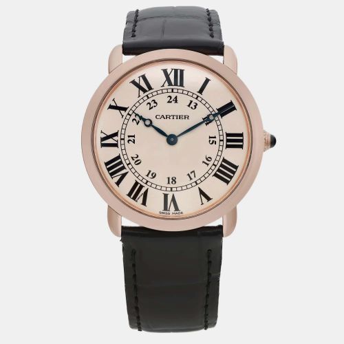 Cartier Cream 18K Rose Gold Ronde Louis Manual Winding Men's Wristwatch 36 mm - Cartier - Modalova