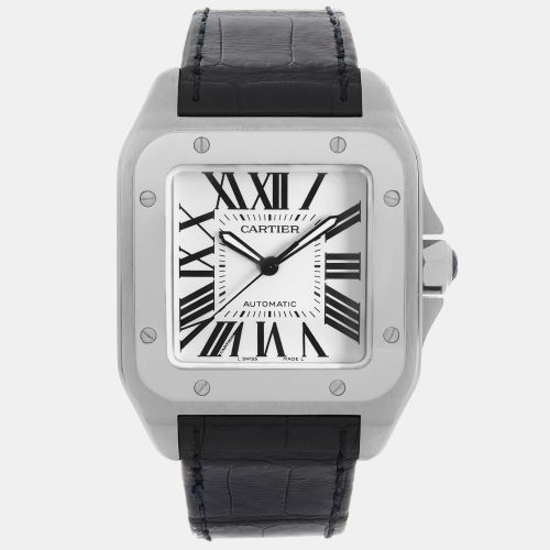 Cartier White Stainless Steel Santos 100 XL W20073X8 Automatic Men's Wristwatch 38 mm - Cartier - Modalova