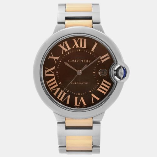 Cartier Brown 18k Rose Gold Stainless Steel Ballon Bleu W6920032 Automatic Men's Wristwatch 42 mm - Cartier - Modalova