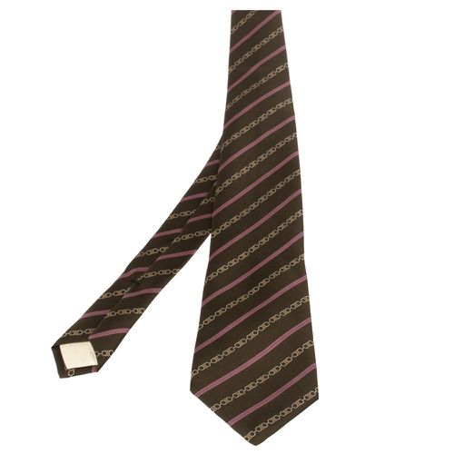 Celine Brown Equestrian Print Silk Tie - Celine - Modalova