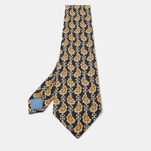 Celine Vintage Navy Blue Chain Print Silk Traditonal Tie - Celine - Modalova