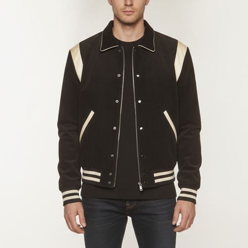Corduroy & Satin Trim Button Up Teddy Jacket L - Celine - Modalova