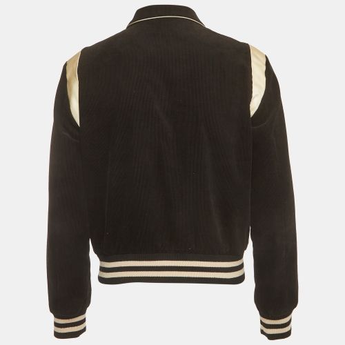 Corduroy & Satin Trim Button Up Teddy Jacket L - Celine - Modalova
