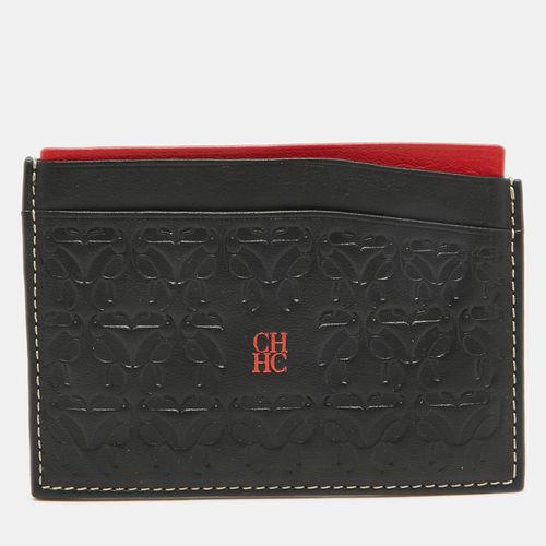 CH Carolina Herrera Black/Red Embossed Leather Card Holder - CH Carolina Herrera - Modalova