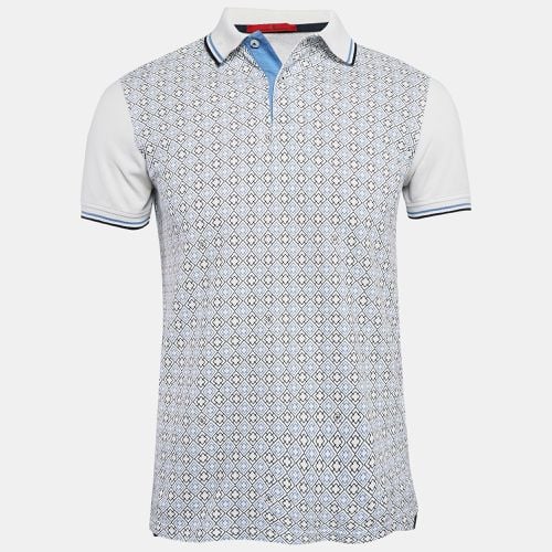 CH Carolina Herrera White/Blue Printed Cotton Polo T-Shirt S - CH Carolina Herrera - Modalova