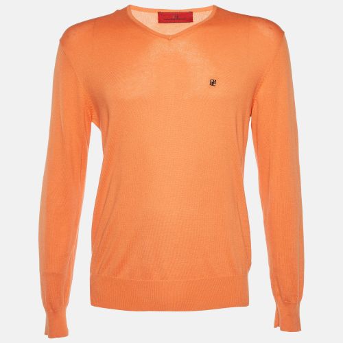 CH Carolina Herrera Orange Cotton Knit V-Neck Sweater S - CH Carolina Herrera - Modalova