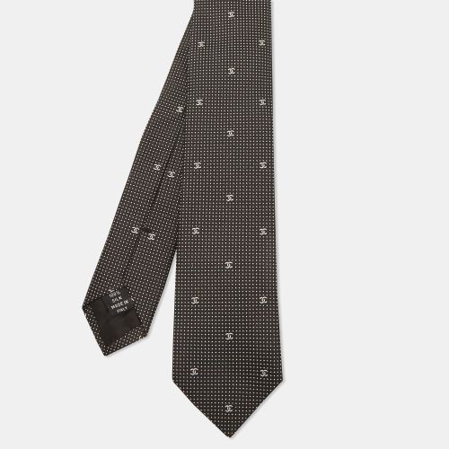 CC & Micro Dot Pattern Silk Skinny Tie - Chanel - Modalova