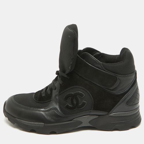 Chanel Black Leather And Suede CC High Top Sneakers Size 42 - Chanel - Modalova