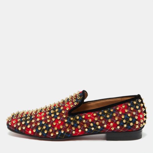 Christian Louboutin Red Plaid Tartan Rollerboy Spikes Smoking Slippers Size 43.5 - Christian Louboutin - Modalova