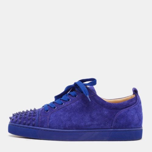 Christian Louboutin Blue Suede Louis Junior Spikes Lace Up Sneakers Size 44 - Christian Louboutin - Modalova