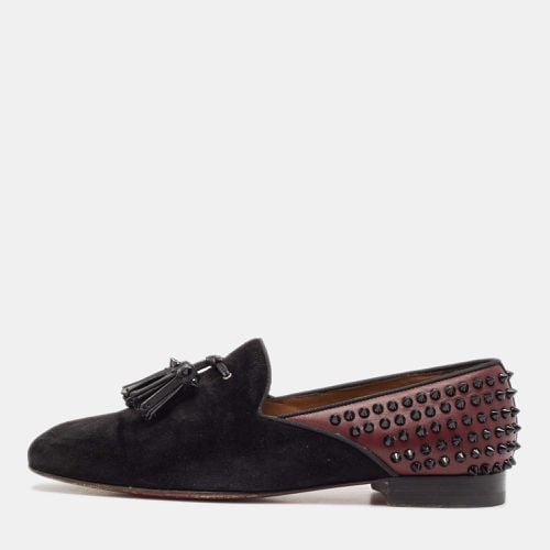 Christian Louboutin Black/Burgundy Suede and Leather Tassilo Loafers Size 43 - Christian Louboutin - Modalova