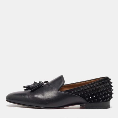 Christian Louboutin Black Leather and Suede Spikes Smoking Slippers Size 44.5 - Christian Louboutin - Modalova