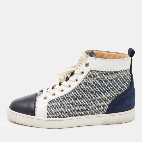 Christian Louboutin Navy Blue/White Tweed and Leather Louis High Top Sneakers Size 40 - Christian Louboutin - Modalova