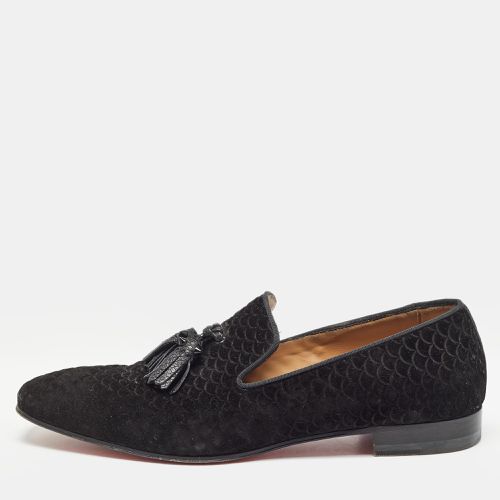 Christian Louboutin Black Embossed Suede Dandelion Smoking Slippers Size 42.5 - Christian Louboutin - Modalova