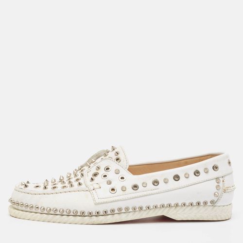 Christian Louboutin White Leather Studded Boat Deck Loafers Size 45 - Christian Louboutin - Modalova