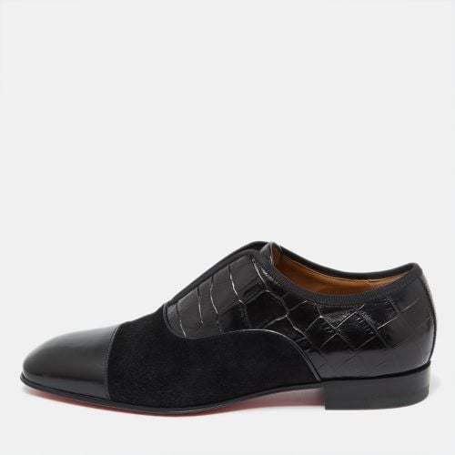 Christian Louboutin Black Croc Embossed Leather, Suede and Leather Alpha Male Loafers Size 39 - Christian Louboutin - Modalova