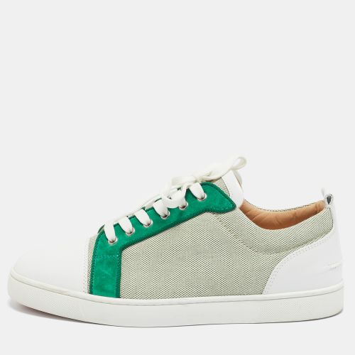 Christian Louboutin Green/White Canvas and Leather Louis Junior Low Top Sneakers Size 43.5 - Christian Louboutin - Modalova