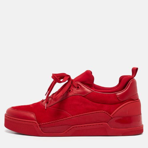 Christian Louboutin Red Leather and Suede Aurelien Low Top Sneakers Size 45 - Christian Louboutin - Modalova