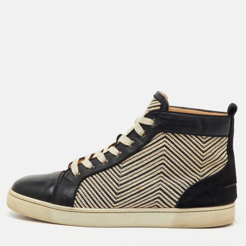Christian Louboutin Black/Cream Leather and Woven Fabric Rantus Orlato High Top Sneakers Size 43.5 - Christian Louboutin - Modalova