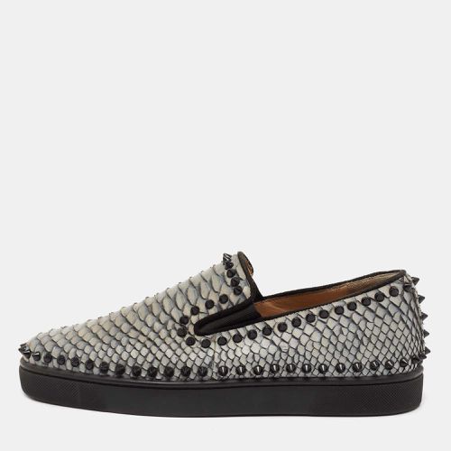 Christian Louboutin Blue Python Pik Boat Spike Slip On Sneakers Size 40 - Christian Louboutin - Modalova