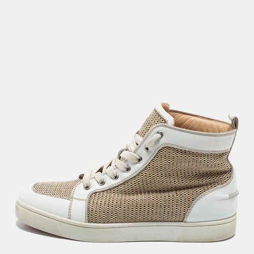 Christian Louboutin Beige/White Woven Fabric and Leather Rantus Orlato High Top Sneakers Size 40 - Christian Louboutin - Modalova