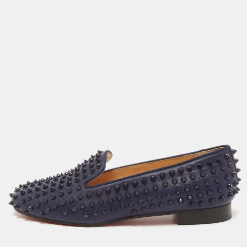 Christian Louboutin Navy Blue Leather Dandelion Spike Slip On Loafers Size 41 - Christian Louboutin - Modalova