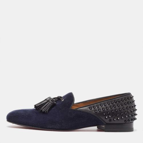 Christian Louboutin Navy Blue Velvet and Leather Tassilo Spike Loafers Size 42.5 - Christian Louboutin - Modalova