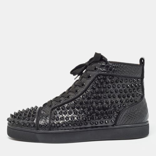 Christian Louboutin Black Python Embossed Leather Louis Spikes Sneakers Size 41 - Christian Louboutin - Modalova