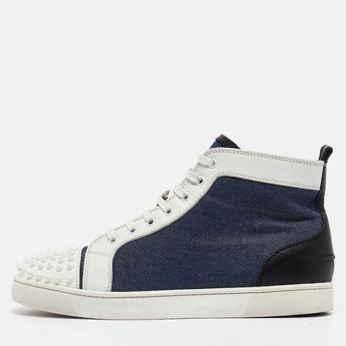 Christian Louboutin Denim and Leather Lou Degra Spiked High Top Sneakers Size 42.5 - Christian Louboutin - Modalova