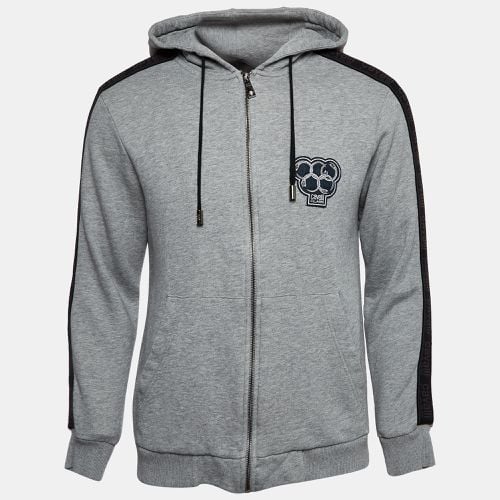 Class by Roberto Cavalli Grey Applique Cotton Zip-Up Hoodie L - Class by Roberto Cavalli - Modalova