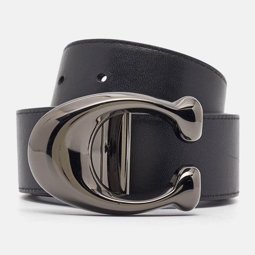 Coach Navy Blue/Black Leather Signature Buckle Reversible Cut to Size Belt - Coach - Modalova