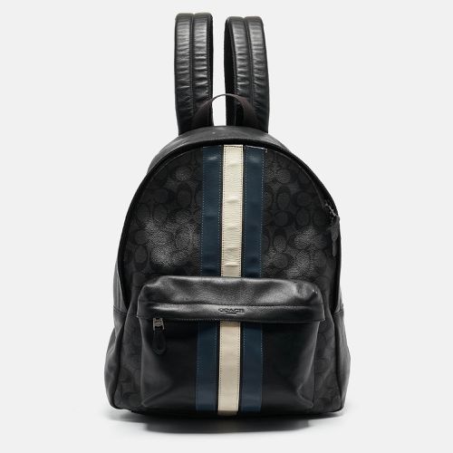 Coach Black Coated Canvas and Leather New Varsity Charles Backpack - Coach - Modalova