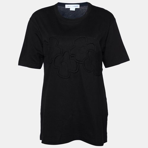 Comme des Garcons Black Floral Applique Cotton Knit T-Shirt M - Comme des Garcons - Modalova