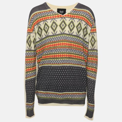 Printed Wool Nordic Inspired Patterned Sweater XXL - D&G - Modalova