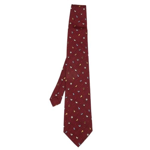 Dunhill Vintage Burgundy Zodiac Print Silk Tie - Dunhill - Modalova