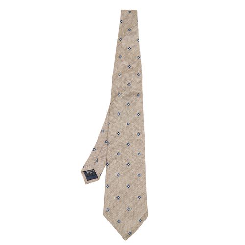 Dunhill Beige Diamond Patterned Silk & Linen Tie - Dunhill - Modalova